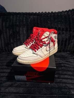 Air Jordan 1 Retro High OG 'Phantom' Sail/Black-Gym Red - Size 11.5 (555088-160)